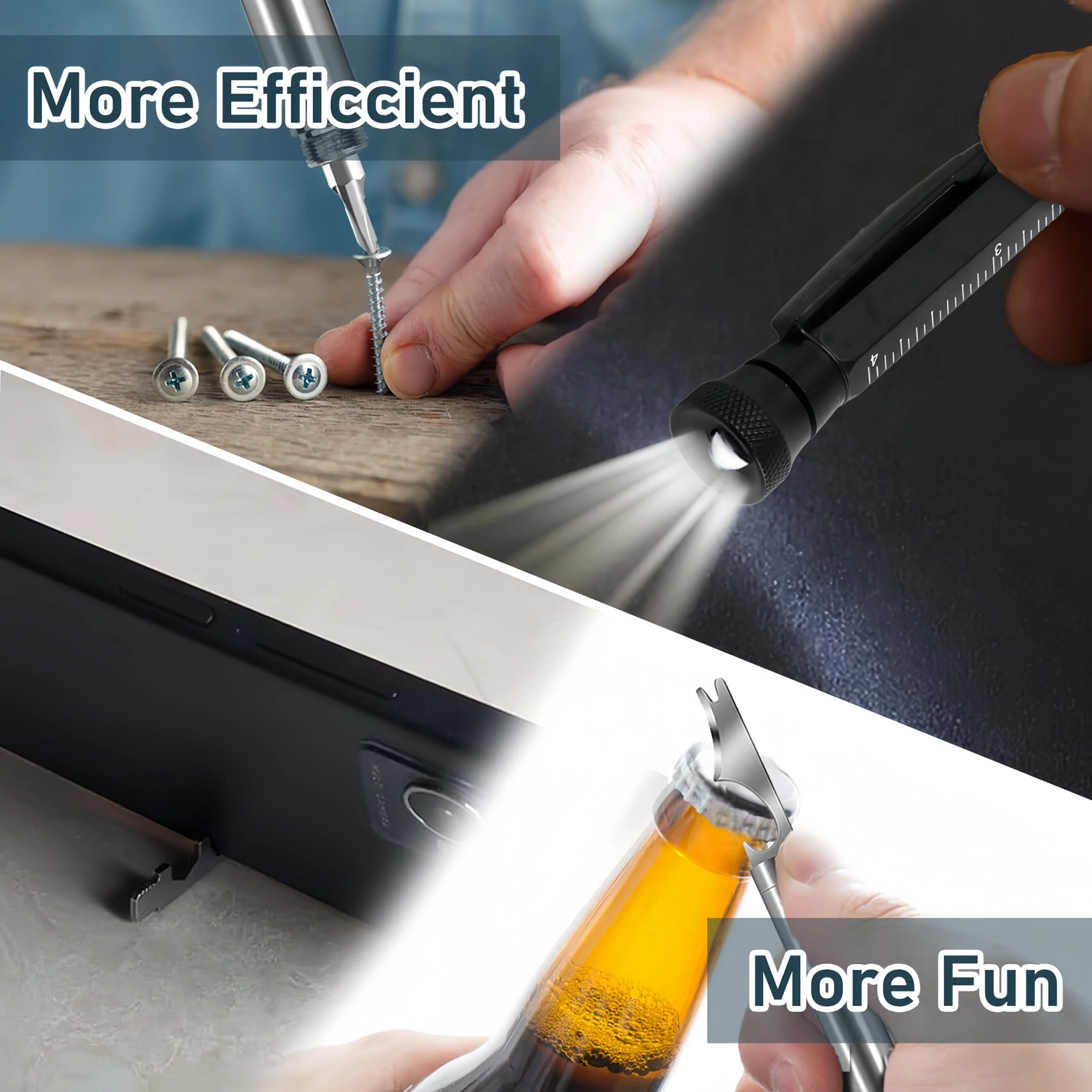 MakerJoy 11 In 1 Multi-Tool EDC Pen with Ruler, Level, Bottle Opener for Handyman - Image 3