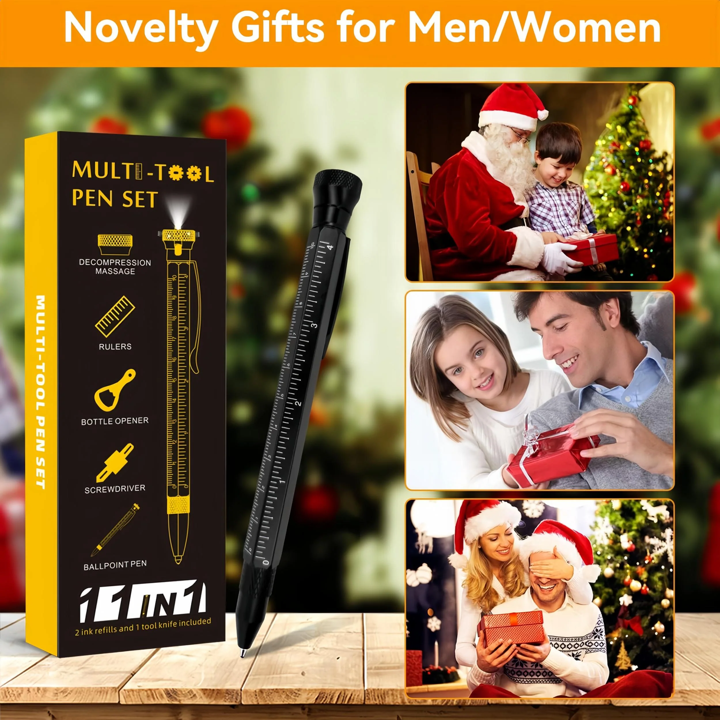 MakerJoy 11 In 1 Multi-Tool EDC Pen with Ruler, Level, Bottle Opener for Handyman - Image 4