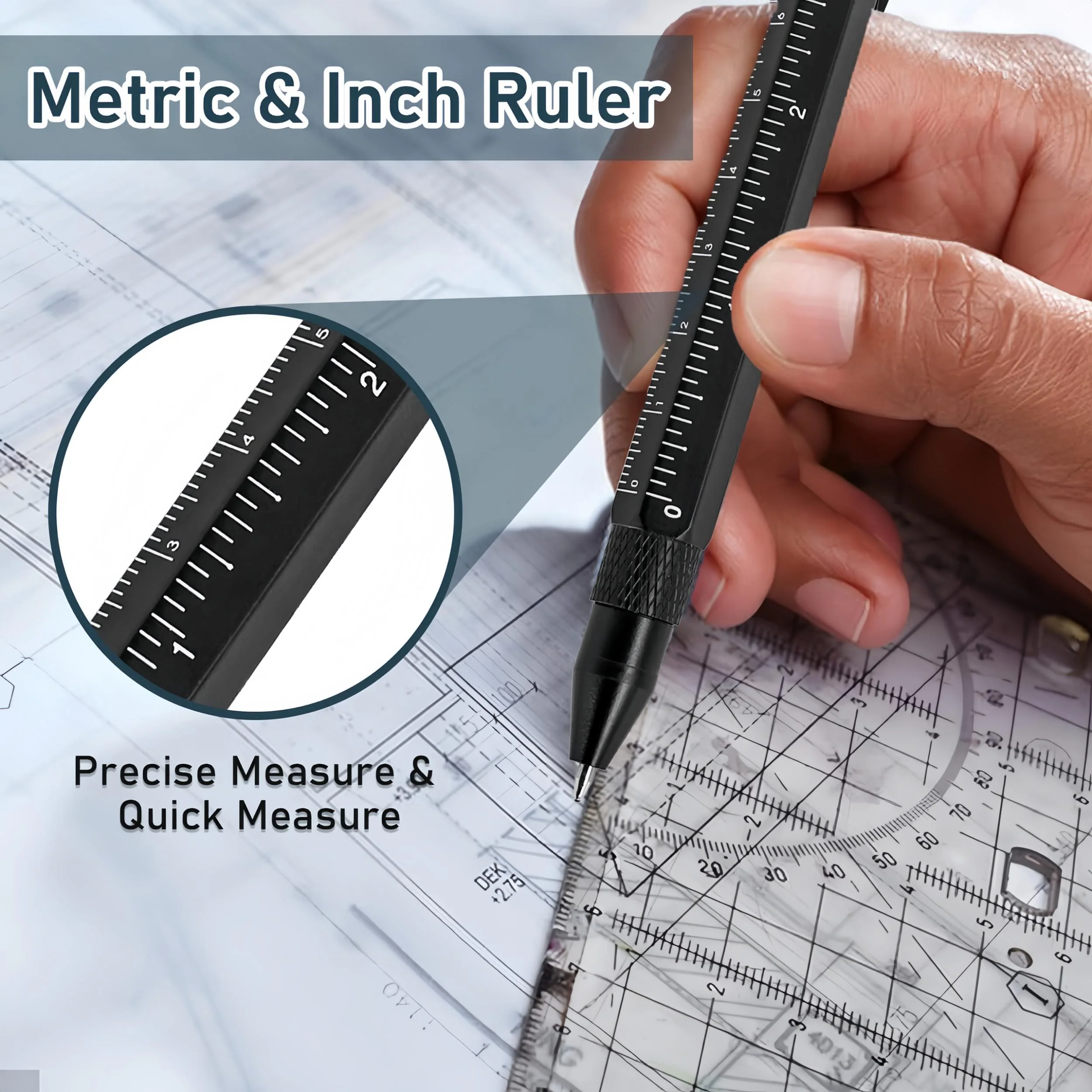 MakerJoy 11 In 1 Multi-Tool EDC Pen with Ruler, Level, Bottle Opener for Handyman - Image 6